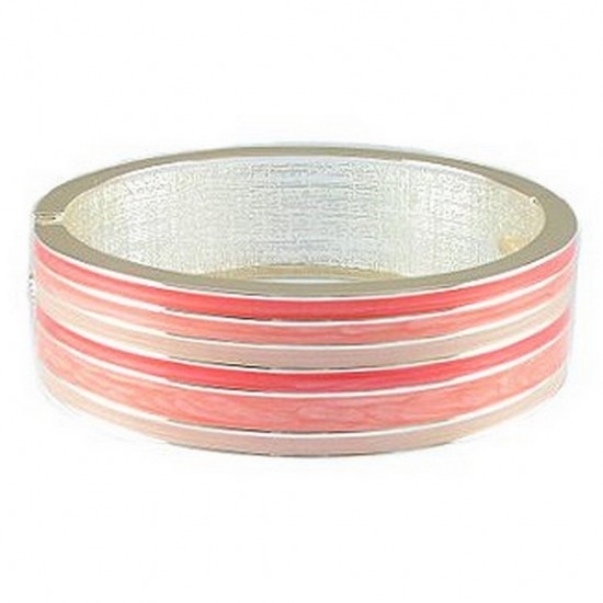 Hand Painted Cuff/ Stripe - Pink Color - BR-5077PK
