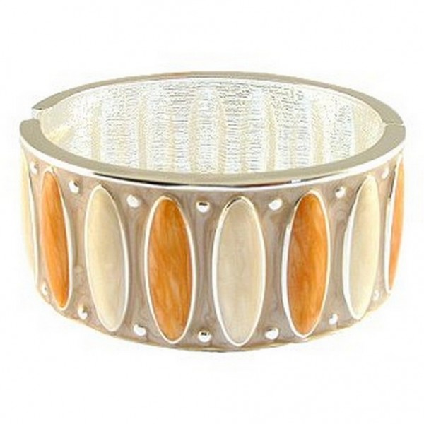 Hand Painted Hinge Bracelet/ Raised Oval - Camel Color - BR-5085CM