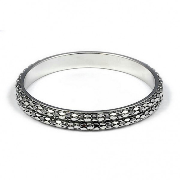 Bangle Bracelets - Metal Mesh - Silver - BR-80995