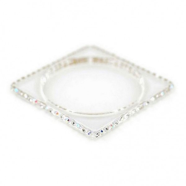 Bangle Bracelets - Square Shape w/ Rhinestones - Clear - BR-ACB2689A