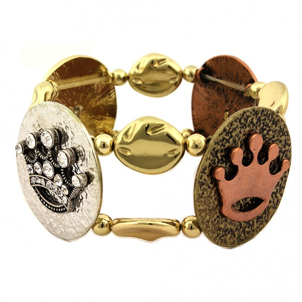 Oval Texture Bracelets w/ Crown Theme - BR-ACQB2124