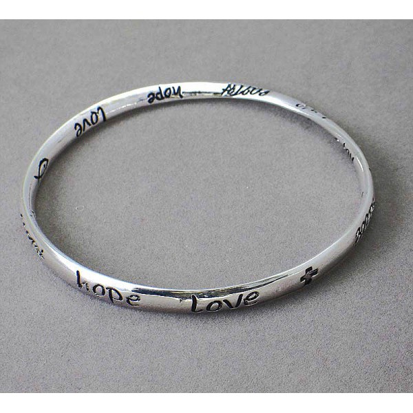 Religious Theme Bangle - Single Twist - " Faith, Love, Hope " - BR-B8364LATS