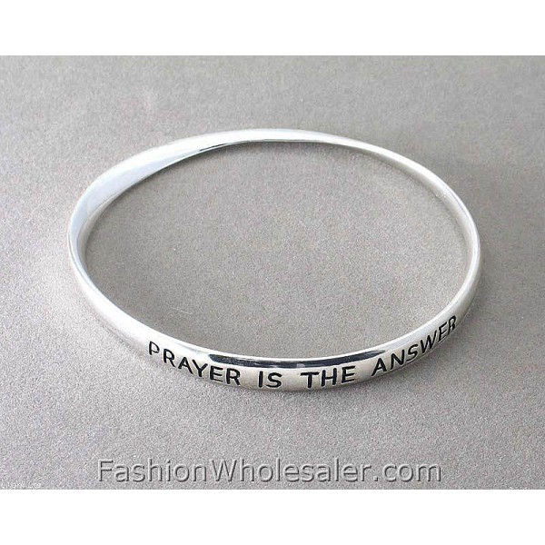 Religious Theme Bangle - Single Twist - " Prayer is the Answer " - BR-B8959LATS