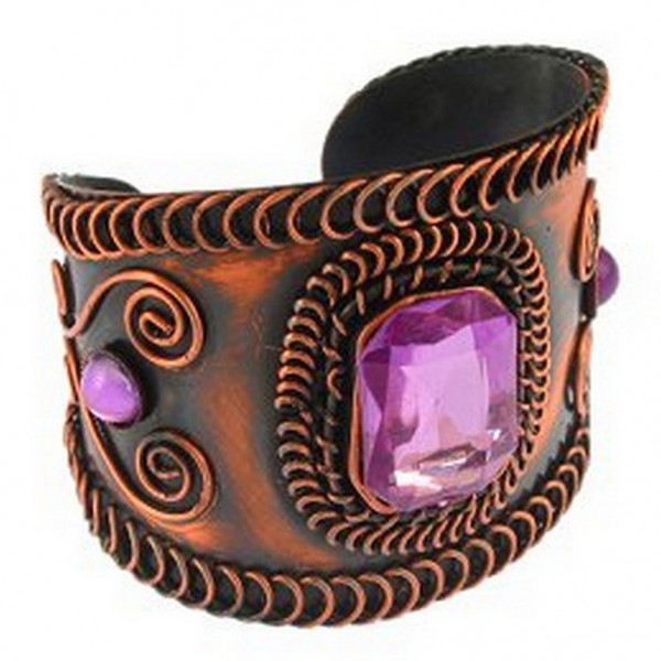 Brass Cuff Imitation Stone - Purple Stone Color -  BR-BA9PL