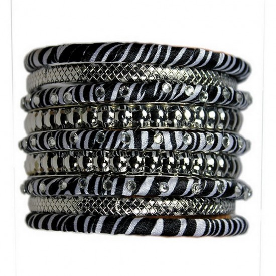 Stackable Bangle Bracelets Set - Zebra Print - BR-FB423RHZE