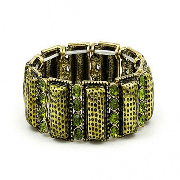 Stretchable Bracelets - Casting w/ Rhinestones - Green - BR-KH16084GN