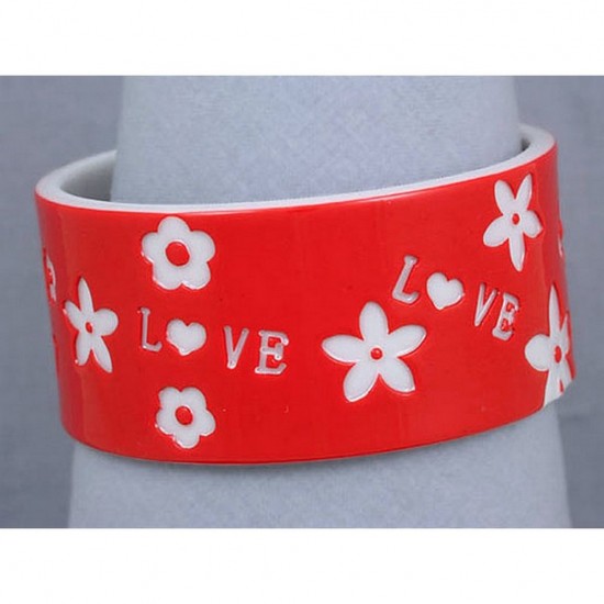 Overlayer Love Bangle - Acrylic - Red Color - BR-OB00153RED 