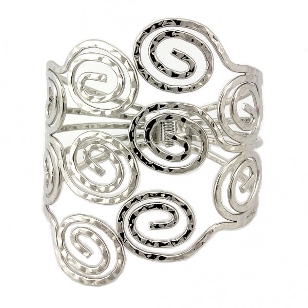 Hand Hammed Bangle with Hinge Closure - Multi Swirls - BR-OB02090RD