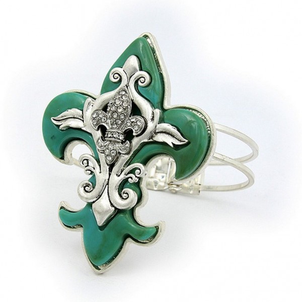 Hinge Bracelets - Fleur De Lis Charm - BR-OB02155TQS