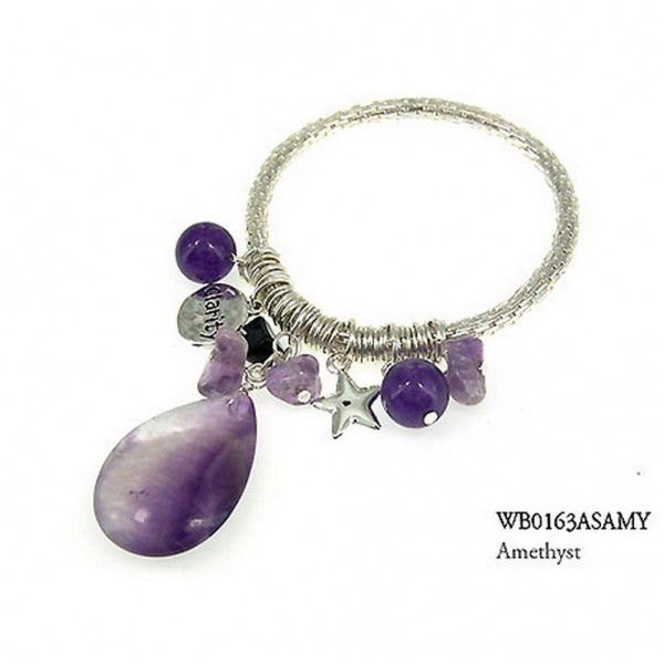 Charm Bracelets - Semi Precious Stone Bracelets - Amethyst Clarity - BR-WB0163ASAMY