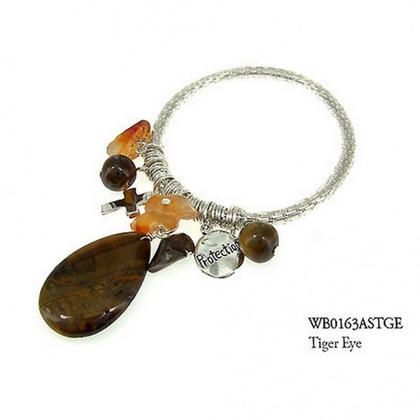 Charm Bracelets - Semi Precious Stone Bracelets - Tiger Eye Protection - BR-WB0163ASTGE