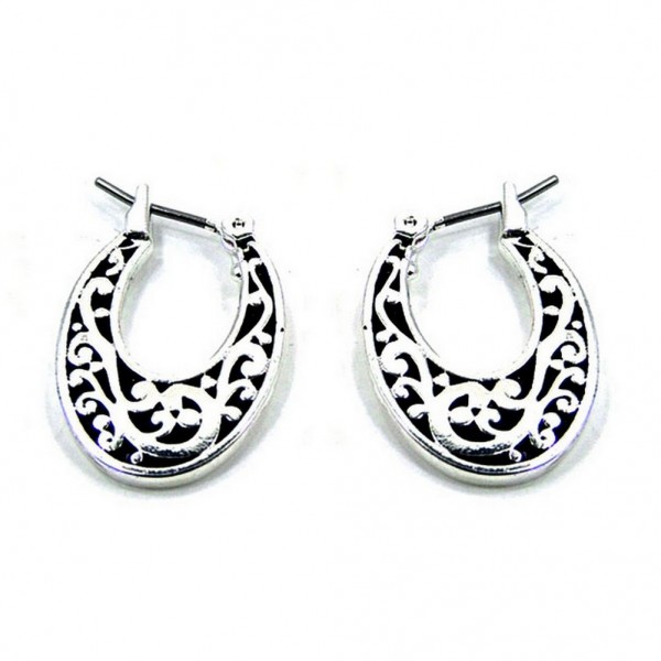 12-pair Western Style Texture Crescent Shape Earrings - ER-0060T-AS
