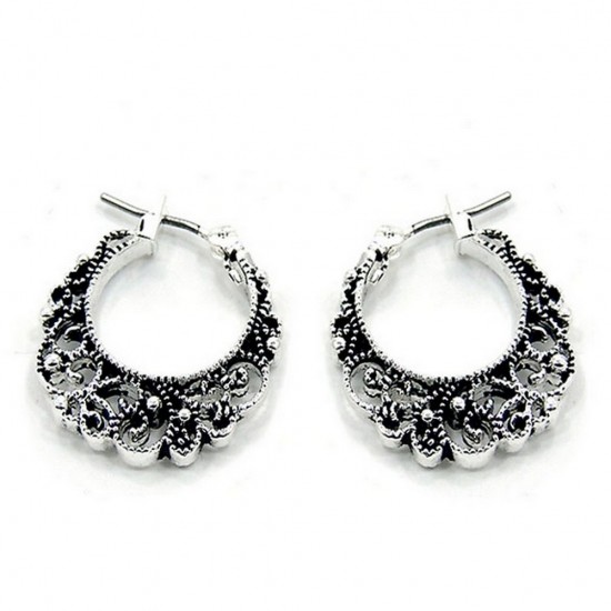 12-pair Western Style Filigree Crescent Shape Earrings - ER-0083T-AS