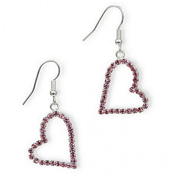 Dangling Rhinestones Heart Earrings - L. Rose - ER-20676LRO
