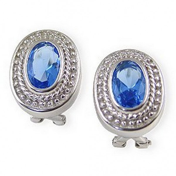 Casting Silver Earrings w/ CZ - Blue - ER-SV160BL