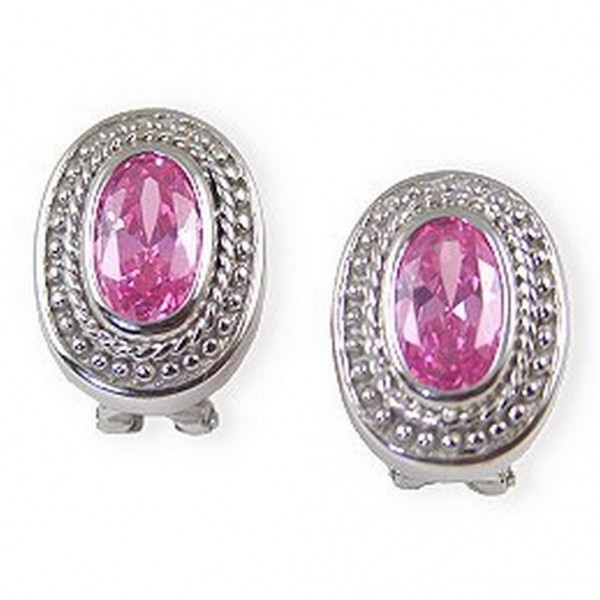 Casting Silver Earrings w/ CZ - Pink  -  ER-SV160PK
