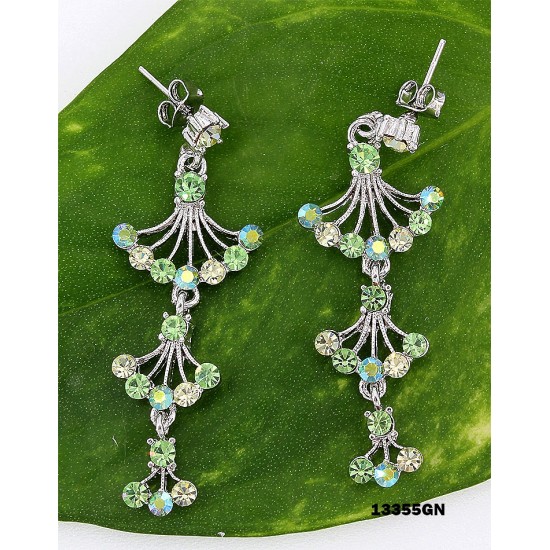 Crystal Earrings  - Green - ER-13355GN
