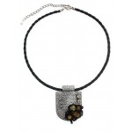 Imitation Hand Carved Charm w/ Leather Strap Necklace - NE-TBG815