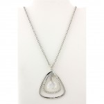 Geometry Necklaces - Dual Open Triangle w/ Dangling Crystal - AB 14" -NE-12233AB