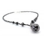 Black Crystal Necklace w/ Crystal Pendant - NE-BAS028BK