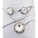 Rondelle Crystal Necklace & Post Earrings Set - Clear - NE-40007S-CR