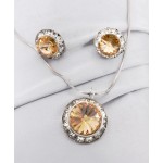 Rondelle Crystal Necklace & Post Earrings Set - Topez - NE-40007S-LCT