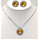 Rondelle Crystal Necklace & Post Earrings Set - Topez - NE-40007S-LCT