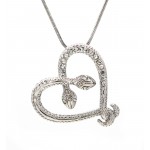 Animal - Snake - Swarovski Crystal Double Snake Heart w/ Clear Stone - NE-N5026CL