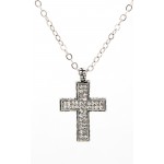 Rhinestone Cross Charm Necklace & Earring Set - NE-11574