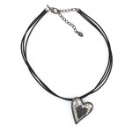 Rhinestone Heart Necklaces w/ Multi Cords - NE-ACQN4825SB