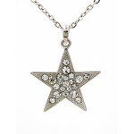 Rhinestone Star Charms Necklaces - Clear -NE-JVSN8316CL