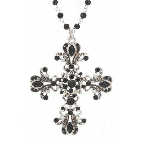 Cross NE - Casting Silver w/ Black Stones - NE-ACQN1876B