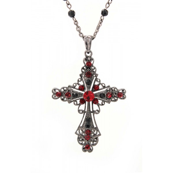 Cross NE-Hematite Coating w/Red Crystals - NE+ER set - NE-ACQN4699H