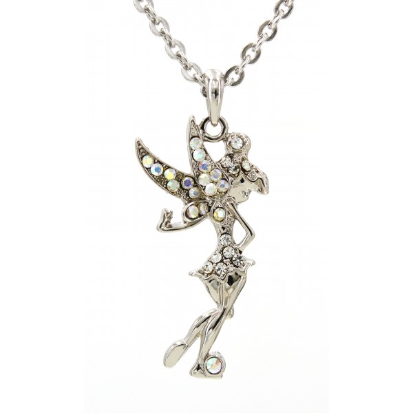 Rhinestone Tinker Bell Charms Necklaces - Clear - NE-JVSN8046CL