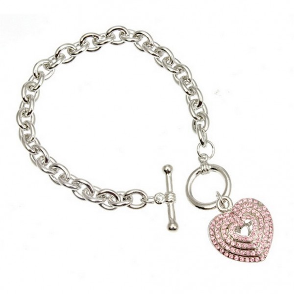 Crystal Heart Charm Bracelet - BR-JJB0021PK
