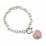 R/H Bubble Heart Charm Pink Bracelet - BR-JJB2678PK