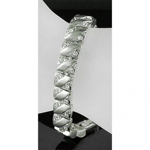 Chain Bracelet Rhodium Electronic Plating w/ Austrian Crystal - BR-RDB005CL