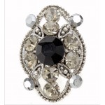 Austrian Crystal Flower Ring  - Black Color - RN-R6029