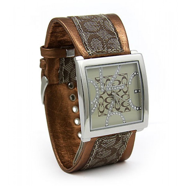 Lady Watch - Monogram Soft Band w/ Rhinestone Numbers - Copper