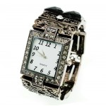 Bracelet Watch - Rhinestones w/ Multi Beaded Stretchable Bracelet - Black - WT-KH11486BK 