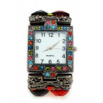 Bracelet Watch - Rhinestones w/ Multi Beaded Stretchable Bracelet - Multi - WT-KH11486MT