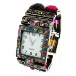 Bracelet Watch - Rhinestones w/ Multi Beaded Stretchable Bracelet - Multi - WT-KH11486MT