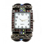 Bracelet Watch - Rhinestones w/ Multi Beaded Stretchable Bracelet - Purple - WT-KH11486PL