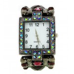 Bracelet Watch - Rhinestones w/ Multi Beaded Stretchable Bracelet - Purple -WT-KH11495PL