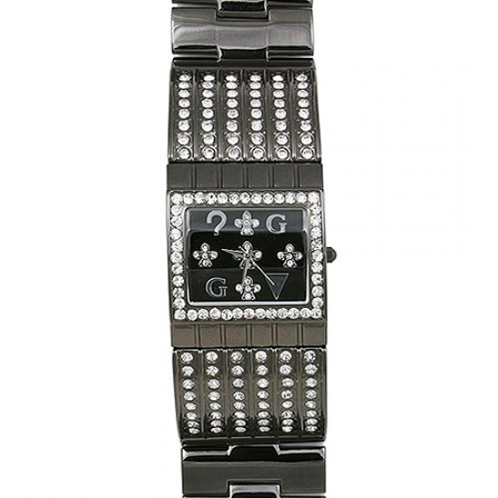 Lady Watch - Metal Bracelet w/ Rhinestone Lines - GUN - WT-L80019GUN