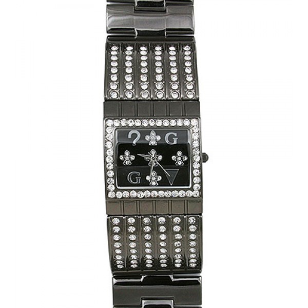 Lady Watch - Metal Bracelet w/ Rhinestone Lines - GUN - WT-L80019GUN