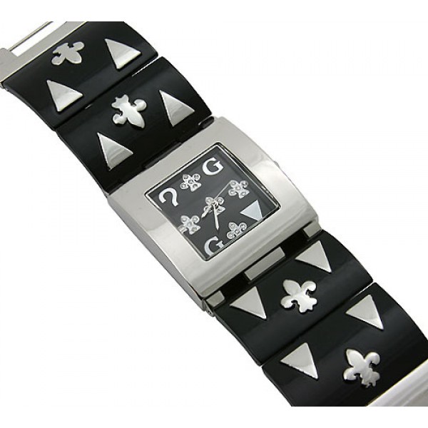 Lady Watch - Fleur De Lis Patched Metal Band - Black - WT-L80139BK