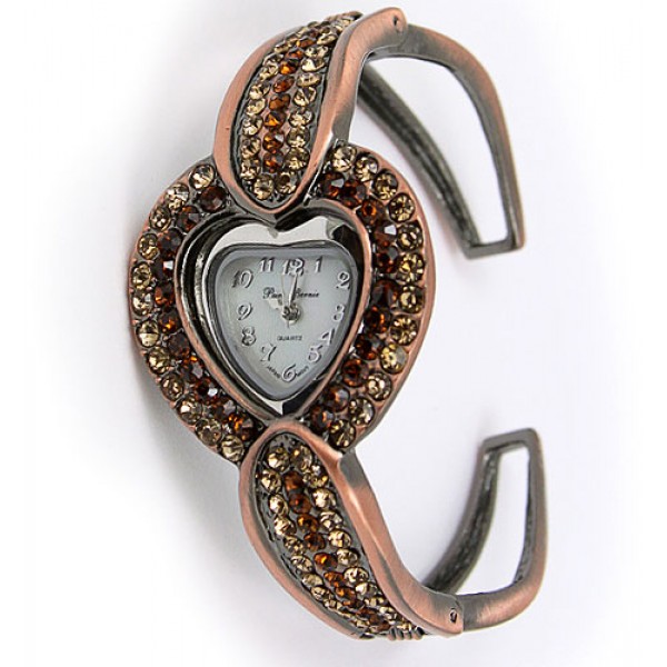 Lady Watch - w/ Rhinestone Heart Face - Copper - WT-L80521COP