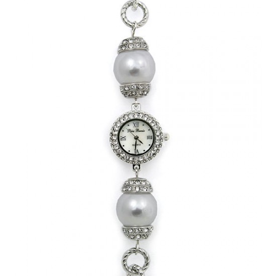 Bracelet Watch - Pearl Like Links Band - WT-L80626WT