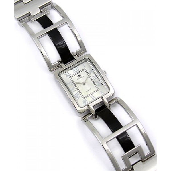 Lady Watch - Chrome Square Link Band- Black - WT-L80639BK